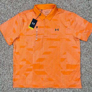 Under Armour Men's Playoff Geo Jacquard Soft Polo Shirt Orange, Size 3XL (New)